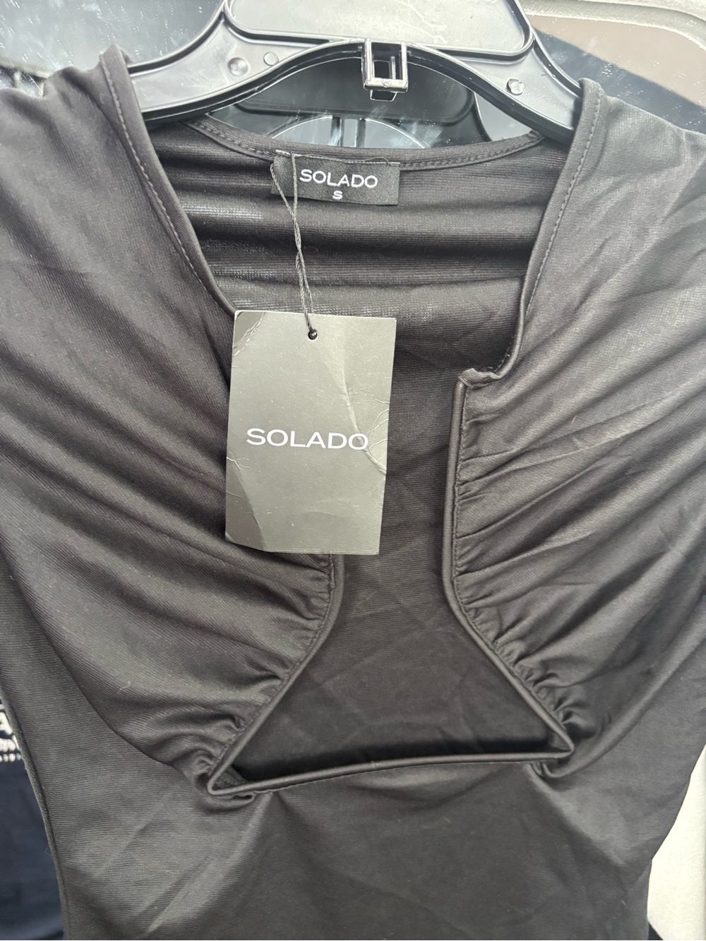 Solado Black Ruched Cutout Women's Top